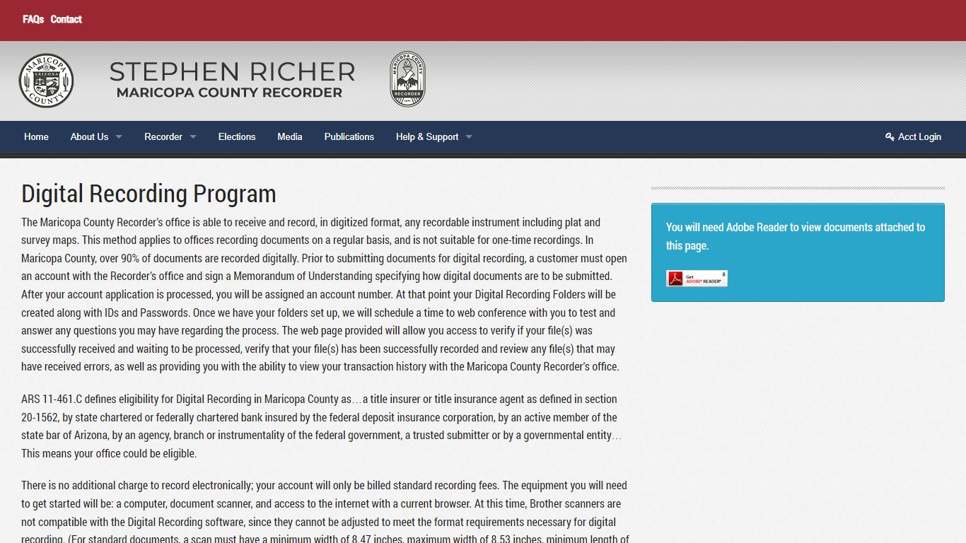 Digital Recording Program - Maricopa County, Arizona